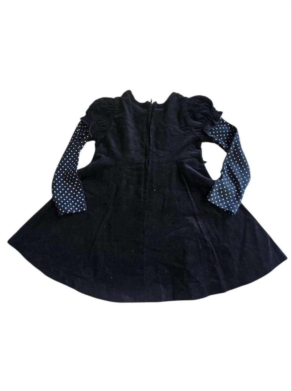 Bonnie Jean Girls Halloween Black Corduroy Ghost Dress Polka Dot Size 4T